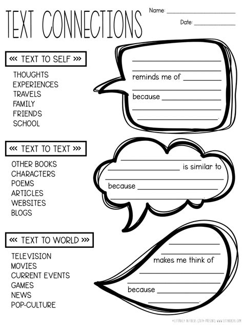 Text To Self Connections Printables