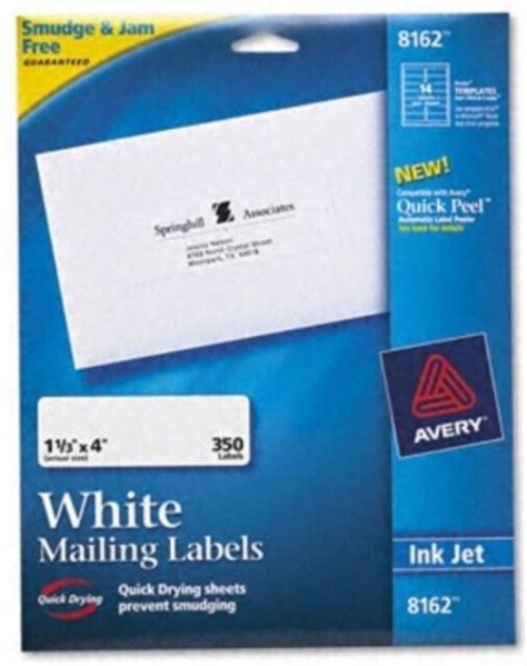 Avery 8162 Easy Peel Inkjet Address Labels 1-1/3 X 4 White 20 Sheets for sale online | eBay