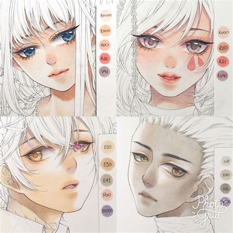 Some copic skin color combinations for you guys ^w^ Swipe to see each picture's close-ups and ...