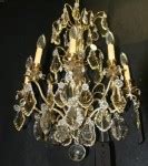 Antique French bronze & crystal chandelier, eight arms
