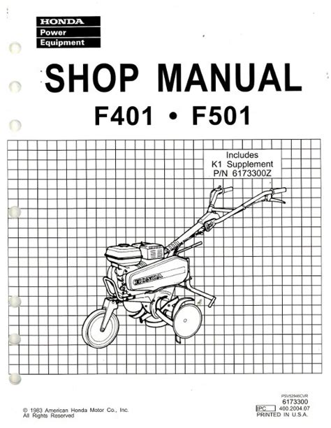 Honda F401 F501 Tiller Shop Manual