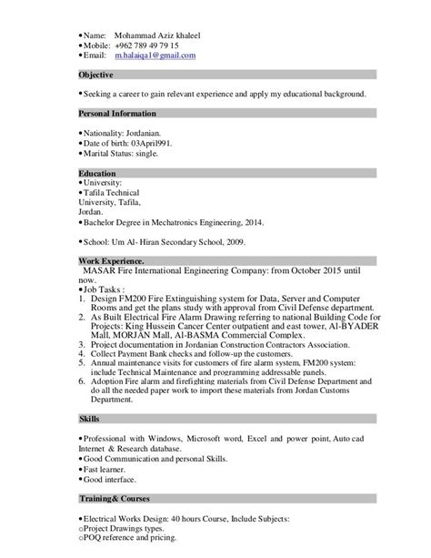 Mechatronics engineer resume updated