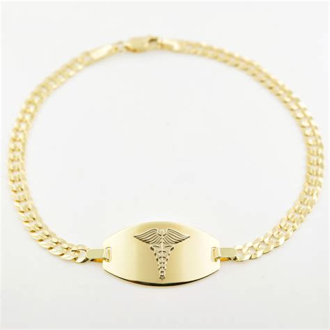 NEW 10k Solid Gold Medical Medicalert Medic Id Alert Bracelet 7.75" FREE ENGRAVE | eBay