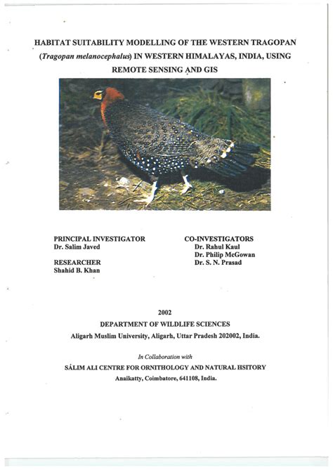 (PDF) Habitat Suitability Modelling of Western tragopan (Tragopan ...