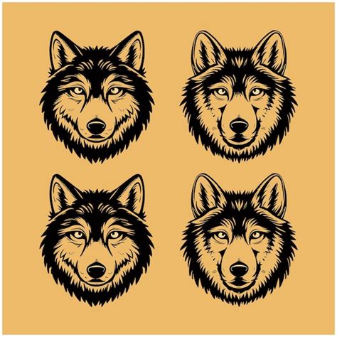 Premium Vector | Wolf vector printable collection howling wolf three wolves on rock wild animal ...