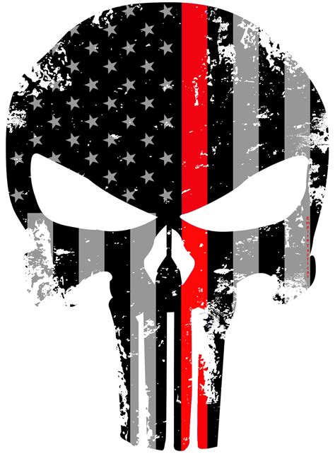 Tattered 5x4 Inch Subdued Us Flag Punisher Skull Reflective Decal with Thin Red Line — Empire ...