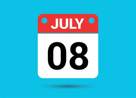 July 8 Calendar Date Flat Icon Day 8 Vector Illustration 34900375 ...