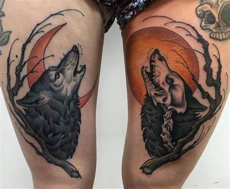 Moon Wolves by @he_draws at @noidolsnyc in New York New York. #wolf #wolftattoo #wolfmoon # ...