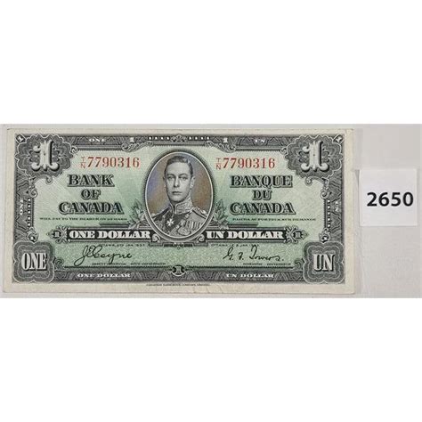 1937 CANADIAN ONE DOLLAR BILL