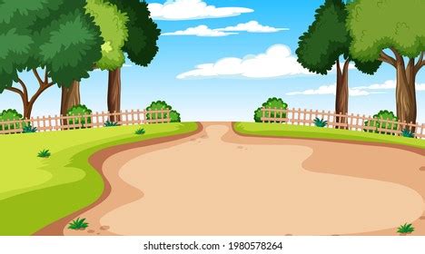 Blank Nature Park Landscape Daytime Scene Stock Vector (Royalty Free ...