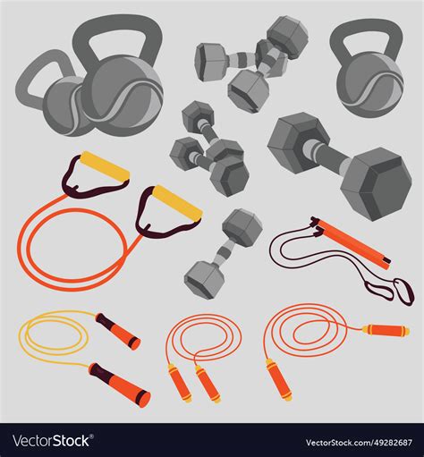 Gym equipment collection Royalty Free Vector Image