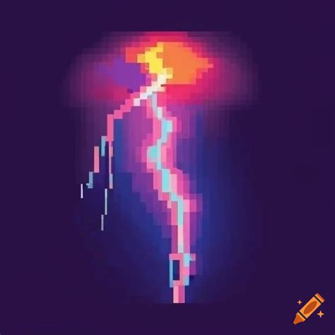 Retro pixelated lightning attack logo