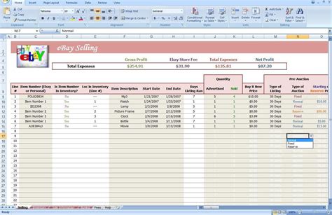 Ebay Selling Spreadsheet Template for Ebay Selling Spreadsheet Template Austinroofing — db-excel.com