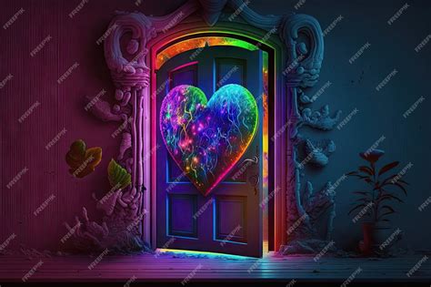 Premium AI Image | Ai generated colorful background of a heart on a door generative ai fancy ...