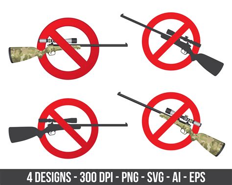 Guns Forbidden Sign Clipart Set. Digital Images or Vector Graphics for ...