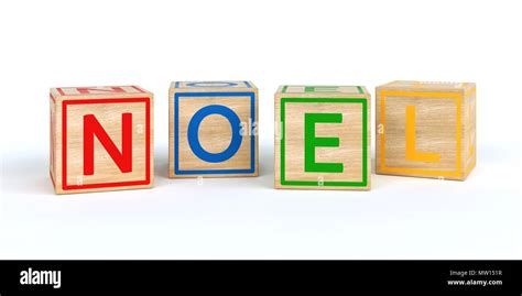 The name noel written with Isolated wooden toy cubes Stock Photo - Alamy