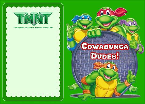 Free Online Ninja Turtle Invitation | Ninja turtle invitations, Turtle birthday invitations ...
