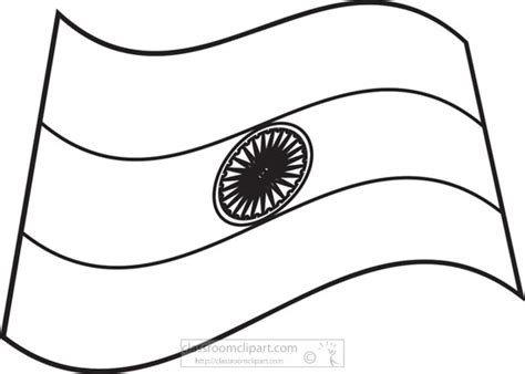 World Flags Black and White Outline Clipart - flag-of-india-black-white ...