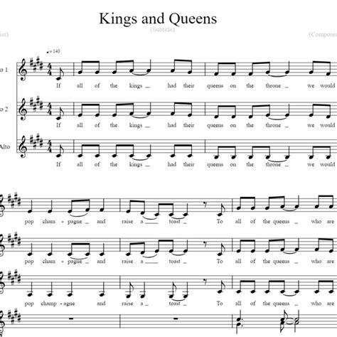 Kings And Queens Sheet Music by Brett Leland Mclaughlin for Voice ...