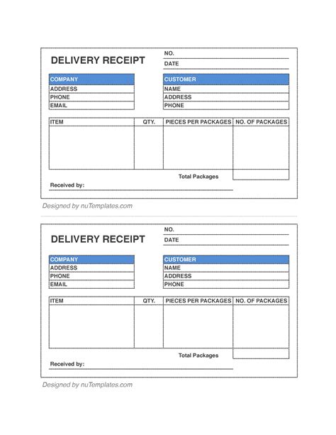 Delivery Receipt Template - Delivery Receipts | nuTemplates