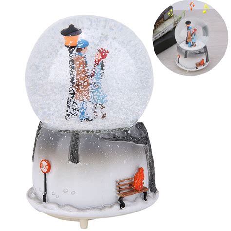 Yunnyp Novelty Night Light Musical Snow Globe Music Box Desktop Ornament, Musical Snow Globe ...