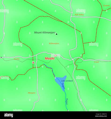 Map of Moshi City in Tanzania Stock Photo - Alamy