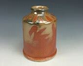Items similar to Shino Orange Tan Grey and Black Small Ceramic Vase, Modern Home Decor, Unique ...