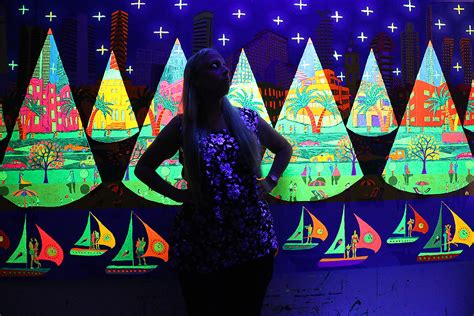 Glowing paintings at night in ultraviolet light Colorful p… | Flickr