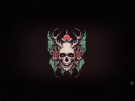 Wallpaper creepy skull, minimal, artwork desktop wallpaper, hd image ...