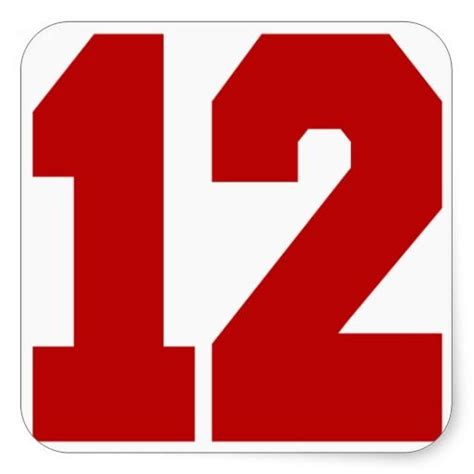 Red Jersey Number 12 Square Sticker | Zazzle | Player number, Numbers, Number 12