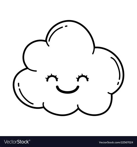 Cute cloud cartoon in black and white Royalty Free Vector