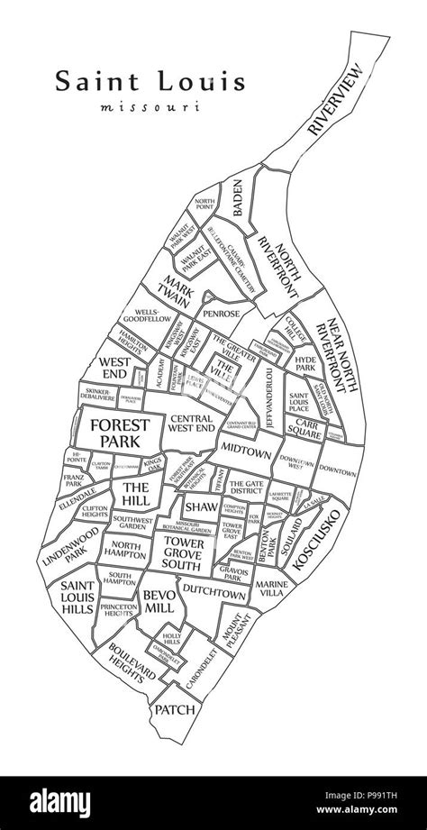 Map Of St Louis Neighborhoods - Vector U S Map