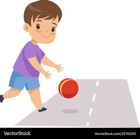 Little boy playing ball on road kid in dangerous Vector Image