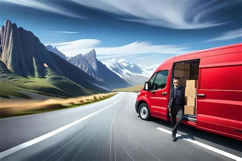 Premium AI Image | 3d delivery van with box cargo delivery or 3d render ...