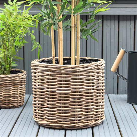 Natural Round Rattan Planter | Marquis & Dawe Rattan Planters, Indoor Planters, Planter Pots ...