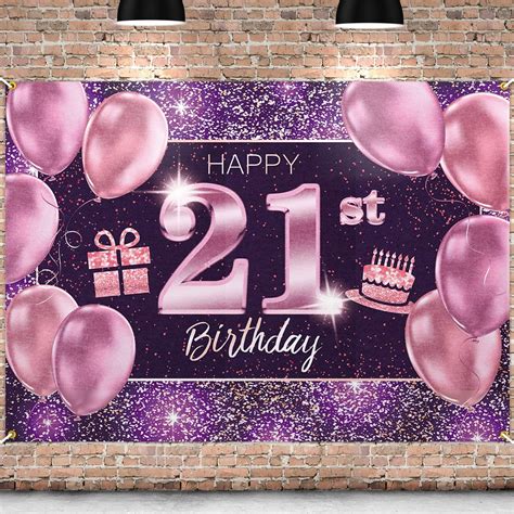 PAKBOOM Happy 21st Birthday Banner Backdrop - 21 Birthday Party ...