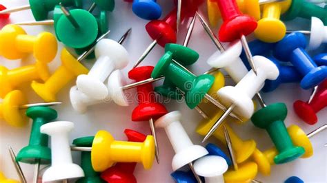 Coloured thumbtacks stock photo. Image of background - 87834742