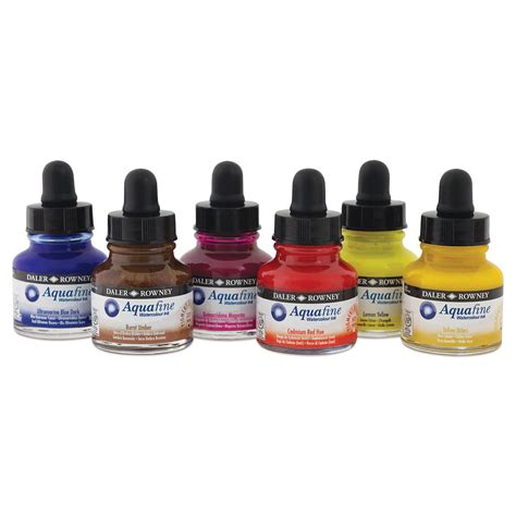 Daler-Rowney Aquafine Watercolour Ink - Set of 6 | BLICK Art Materials