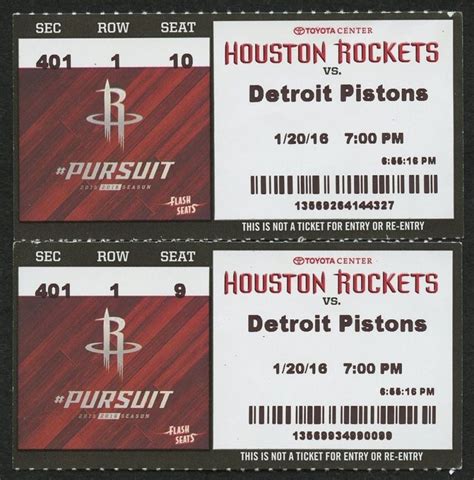 Lot of (2) Houston Rockets Vs. Detroit Pistins James Harden NBA Record ...