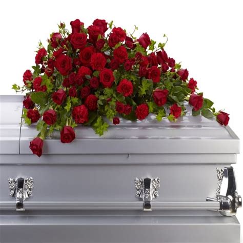 Red Rose Reverence Casket Spray - Casket Flowers