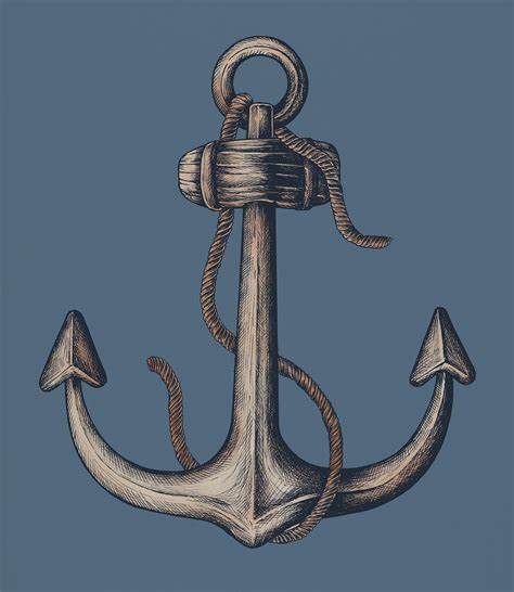 Hand drawn metal shank anchor | Free Photo Illustration - rawpixel