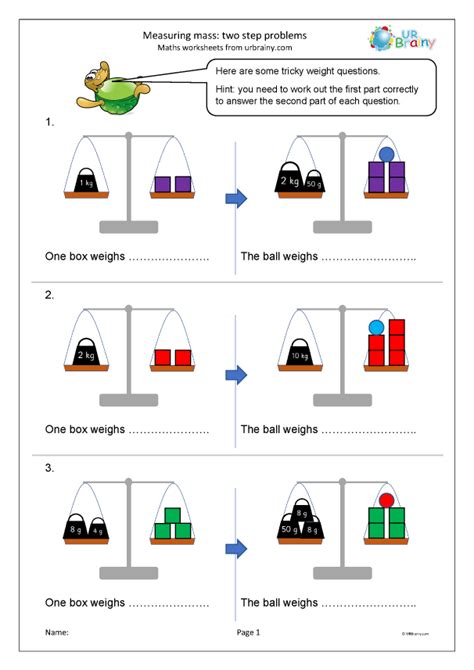 Measuring mass: two step problems - Measuring and Time Worksheets for ...