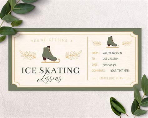 Printable ice skating lessons ticket sport ticket Surprise | Etsy