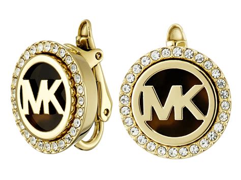 Michael kors Monogram Stud Clip On Earrings in Metallic | Lyst