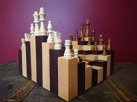 Unique Chess Set Large Handmade 3d Chess Decor Wood Board | Etsy Canada
