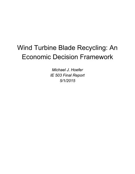 (PDF) Wind Turbine Blade Recycling: An Economic Decision Framework