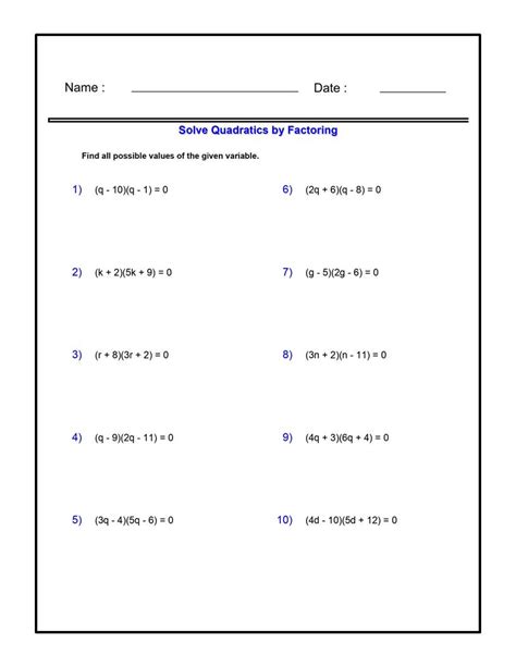 Free printable algebra 1 worksheet, Download Free printable algebra 1 worksheet png images, Free ...