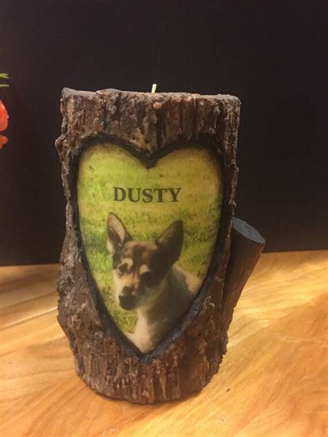 Dog Memorial Candle with picture and text with name and date | Etsy