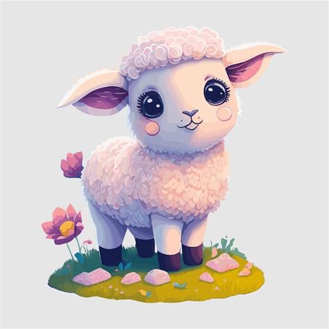 Premium Vector | Adorable white lamb cartoon illustration vector artwork