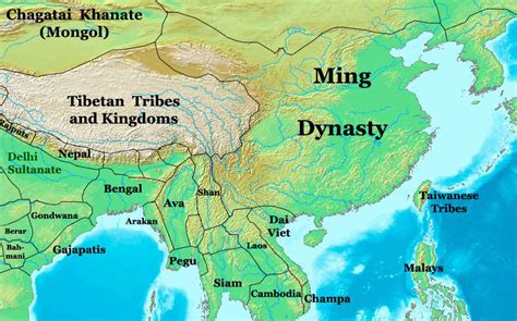 Ming Dynasty Map, China, 1400 AD - Nations Online Project